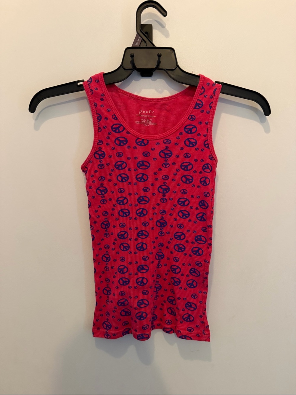 Poof! Hot Pink Tank Top with Navy Peace Signs